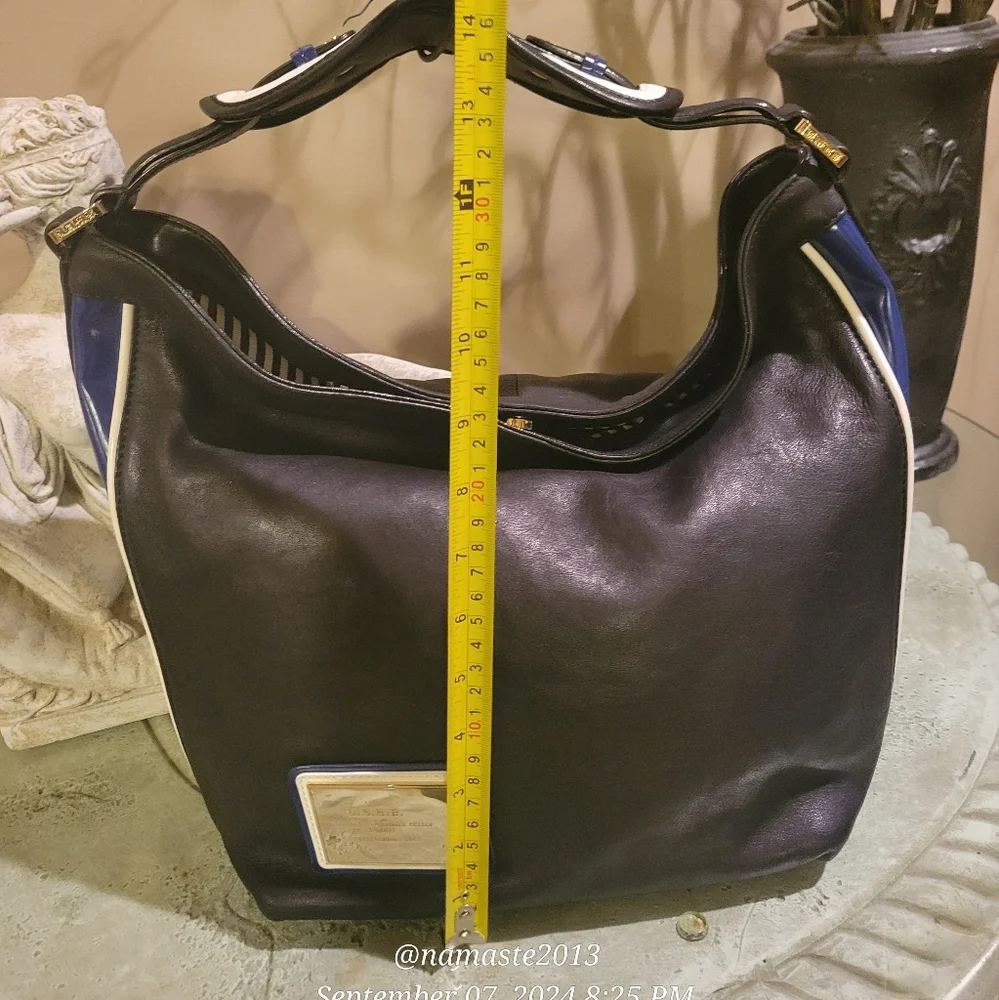 L.A.M.B. Gwen Stefani Leather Shoulder Hobo Bag Side Stripe NWOT Designer #30